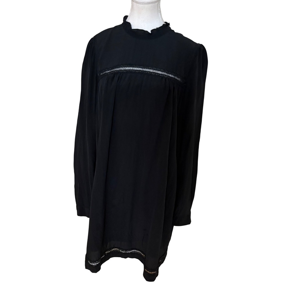 SEZANE Black Silk Sheath Long Sleeve Dress‎ Size 42 / 10